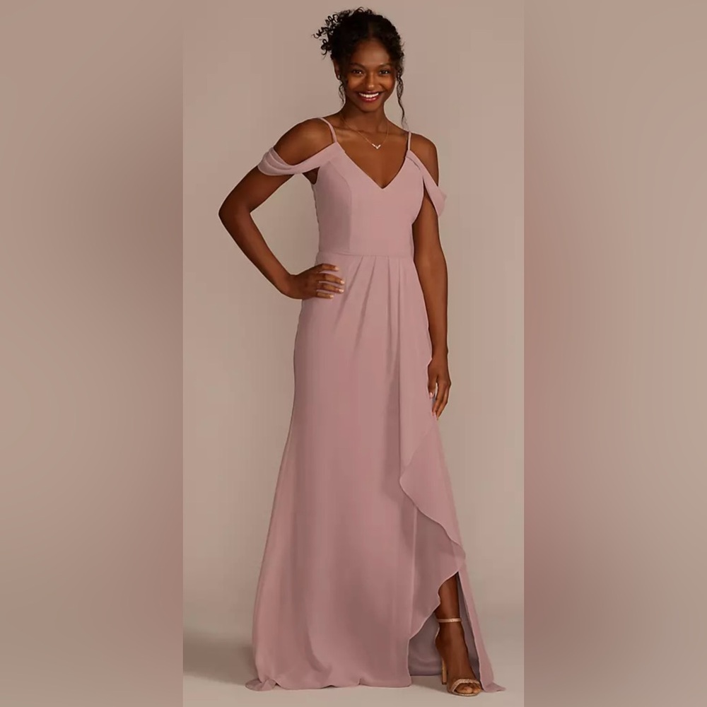David's Bridal One Shoulder Pink Dress
